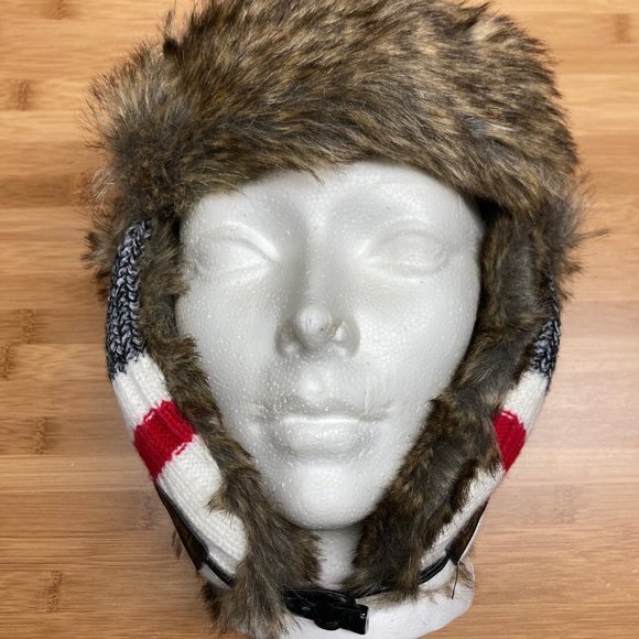 Youth Cabin Fever Faux Fur Contrast Knit Trapper Hat - Picture 4 of 7